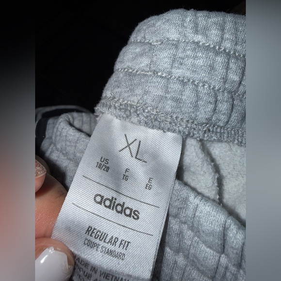 Adidas Kids Light Gray Joggers with Black Stripes - Picture 3 of 3